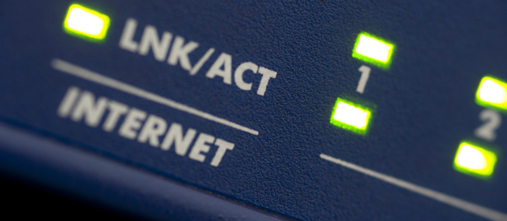green data lights on an ethernet router