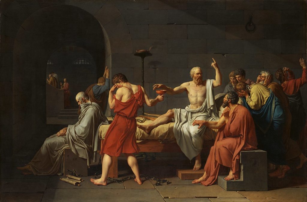 Jacques-Louis David, Sokratova smrt, 1797. Izvor: Wikimedia Commons